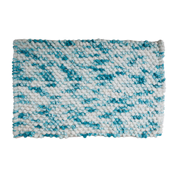 Bathmat Multi Pom Pom Light Blue W50cmxH80cm