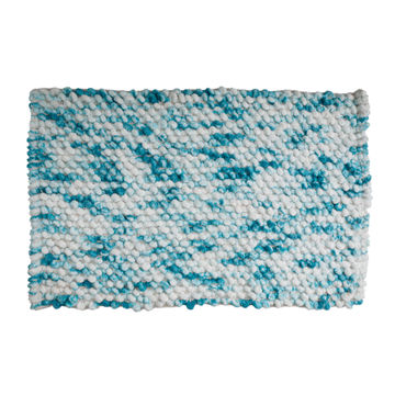 Bathmat Multi Pom Pom Light Blue W50cmxH80cm