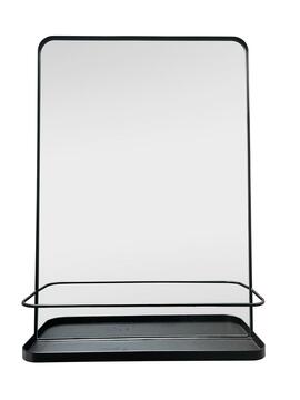 Metal framed mirror with shelf black