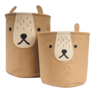 Laundry basket set of 2 felt bear