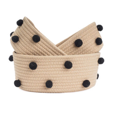 Storage baskets set of 3 with pom pom