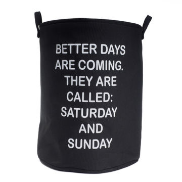 Laundry basket with drawstring black