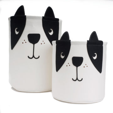 Laundry baskey set of 2 felt dog