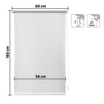 Roller blind black out jupiter white 60/56x160cm inspire
