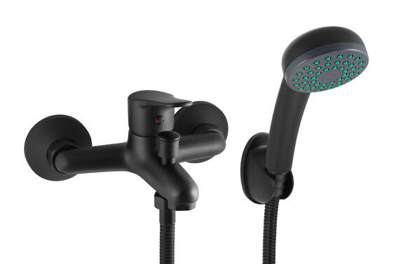Quartz bath mixer including handshower black