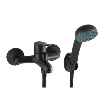 Quartz bath mixer including handshower black