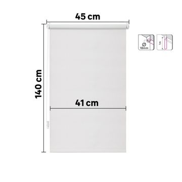 Roller blind black out pluton white 45/41x140cm