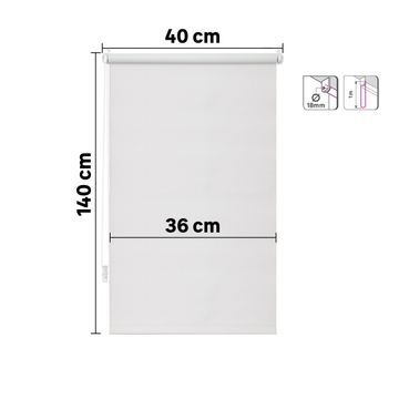 Roller blind blackout pluton white 40/36x140cm