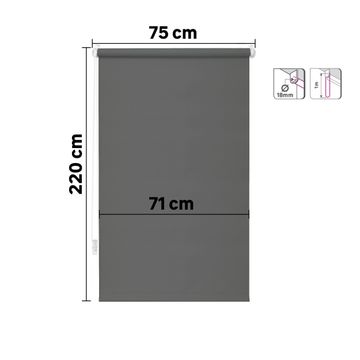 Roller blind blackout pluton moon 75/71x140cm