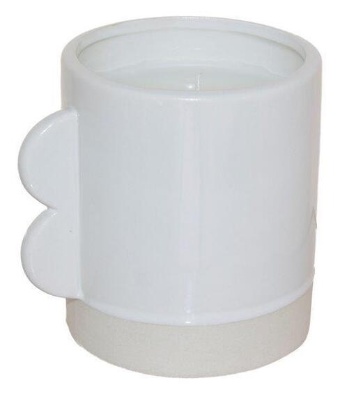 Candle holder white with wax 11cm