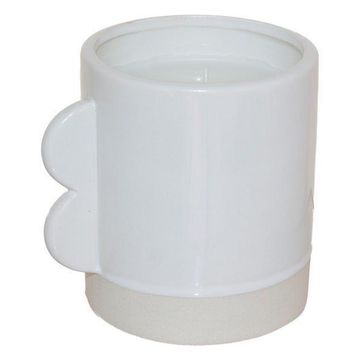 Candle holder white with wax 11cm