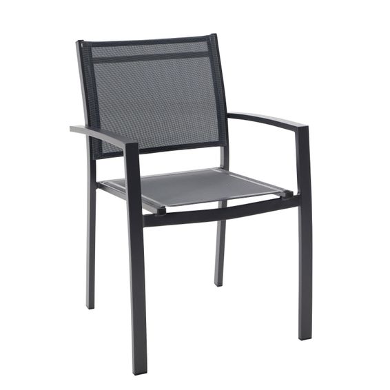 Naterial Orion Alpha II Dining Armchair Aluminum & Textilene Dark Grey
