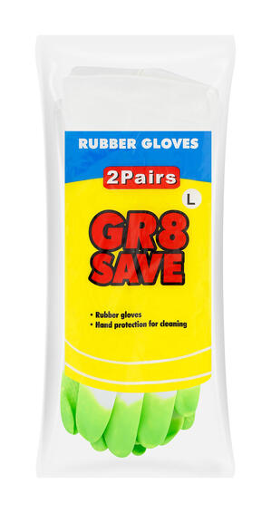 GR8 SAVE RUBBER GLOVES LARGE 2 PACK