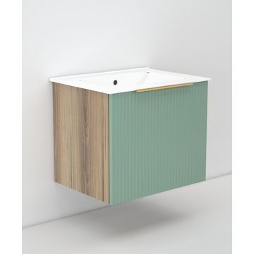 Wall hung bathroom cabinet including basin sage w61cmxd46cmxh47cm