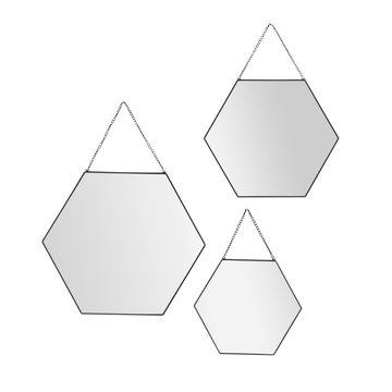 Inspire mirror set 3 hexagon metal blk