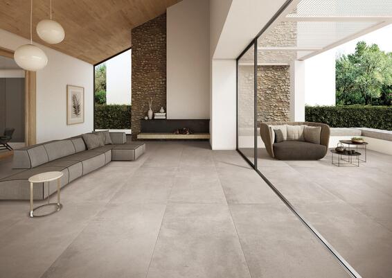 Floor tile por moteado light grey polished 600x1200mm