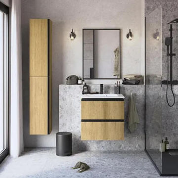 Sensea Studio Wall Hung Bathroom Cabinet Light Oak Striated 60cm