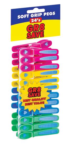 GR8 SAVE SOFT GRIP PEGS 24 PACK