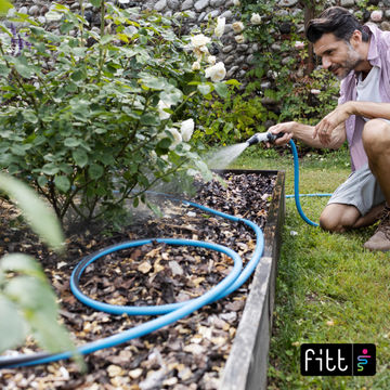 Fitt force blue garden hose pipe + nozzle 12.5mm x 20m