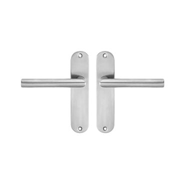 Door handles on plate keyless satin nickel finish sarah 165mm inspire