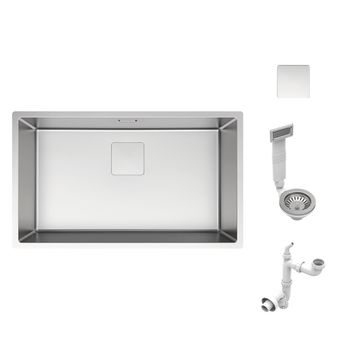 Delinia michigan square single bowl stainless steel kitchen sink l