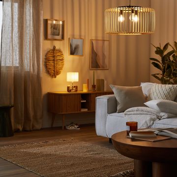 BIG TABLE LAMP HEVEA WOOD NATURAL POLYES