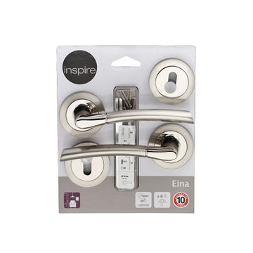Door handles on round rose INSPIRE Eina includes escutcheon satin nickel