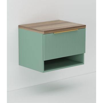 Wall hung bathroom cabinet including sahara counter top sage w61cmxd46cmxh47cm