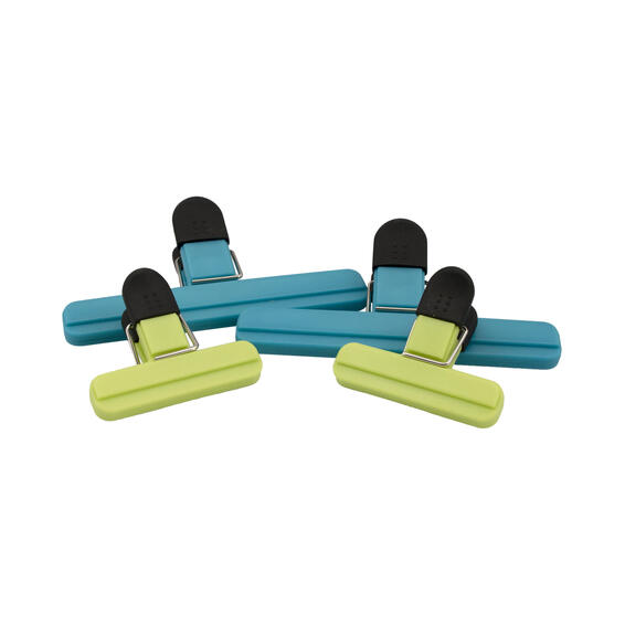 Regent kitchen bag sealing plastic clips mixed  colours 2 large & 2 small, (155x90mm/78x65mm)