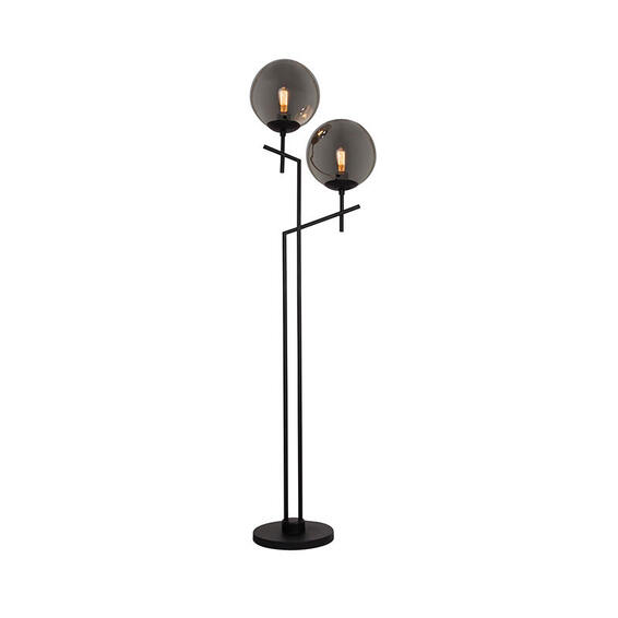 Brightstar Metal Base Floor Lamp with 2 Smoky Glass 