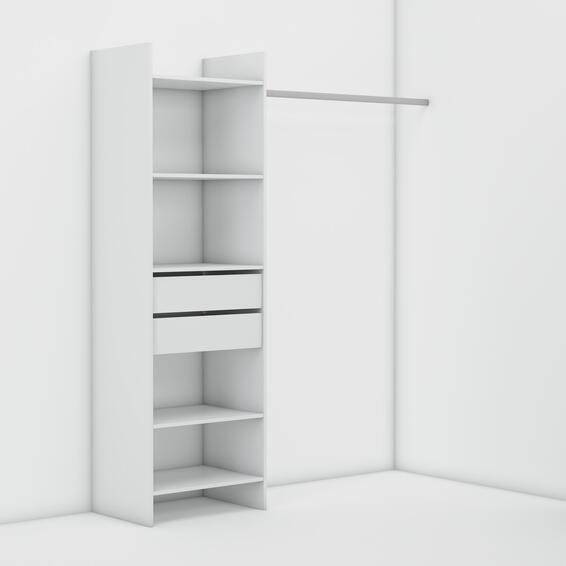 Wardrobe with 2 drawers and 1 rail w180xd40xh180cm