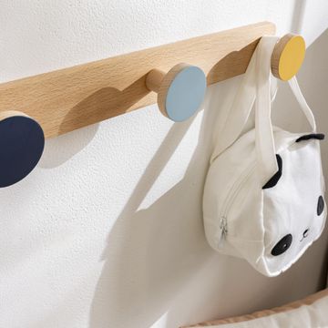 Spaceo koloro wood plate with 3 hooks multicolour h60mmxd53mmxw450mm