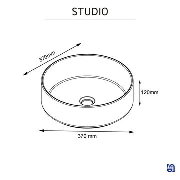 Sensea Studio Round Ceramic Freestanding Basin Matt White W37cmxD37cmxH12cm