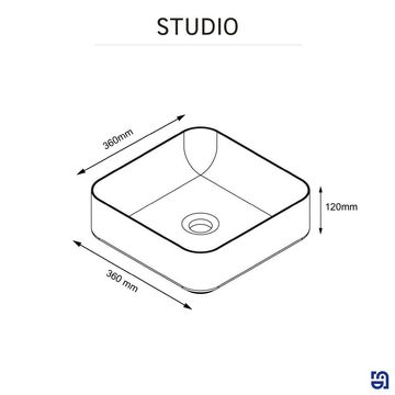 Sensea Studio Square Ceramic Freestanding Basin Shiny White W36cmxD36cmxH12cm