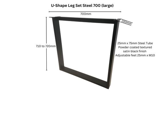 U-Shape Table Leg Set Steel Black W700x H710mm