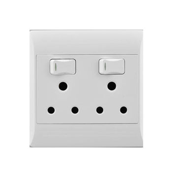 Electricmate pvc double switch 2 x 16 amp sockets 4 x 4 white