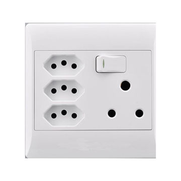 Electricmate pvc single switch 1 x 16a 3 x 3pin euro socket 4x4 white
