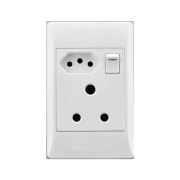 Electricmate pvc single switch 1 x 16a 1 x 3 pin euro socket 4x2 white