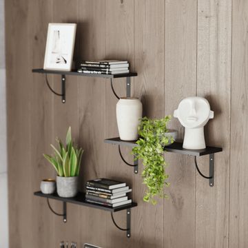 Floating Wall Shelf  Particle Board 18mm W60xD18H1.8cm Black