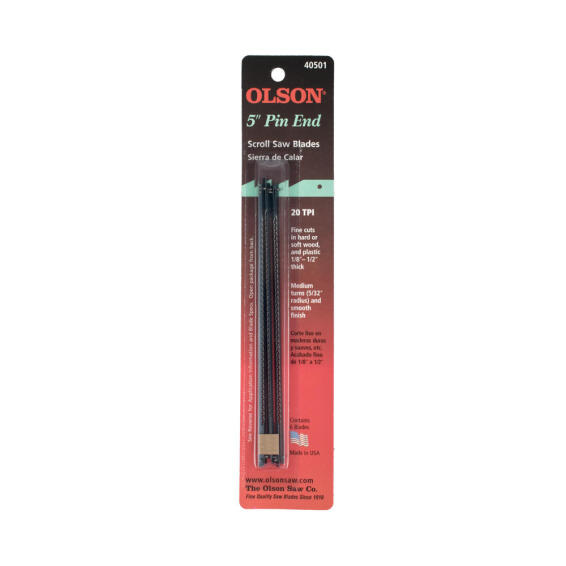 Set of 6 Scroll Saw Blades Bl.20Tpi W/Pins OLSON