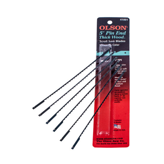 Set of 6 Scroll Saw Blades Bl.7Tpi W/Pins Olson