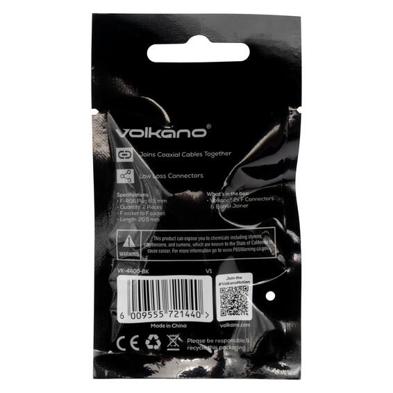 Volkano 2x f connector and barrel joiner