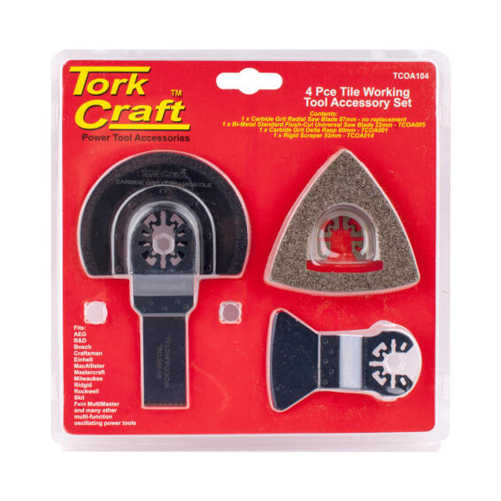 Oscilating tile working kit 4 pieces TORKCRAFT