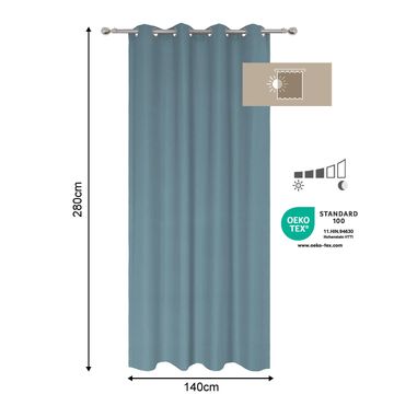 Curtain kalpe aqua eyelet 140x280cm inspire