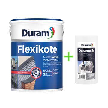 Duram Waterproofing Paint Acrylic Flexikote Charcoal incl. mesh 5L