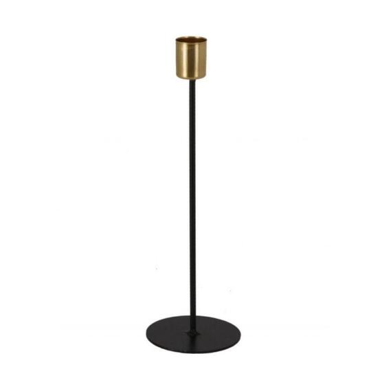 Tall  metal candle holder gold plated 30.5cm