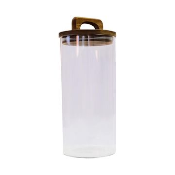 Fine living food stroage container with acacia lid 550ml 10x10cm
