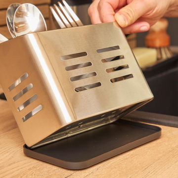 Delinia loft cutlery drying rack with black plastic trey stainless steel