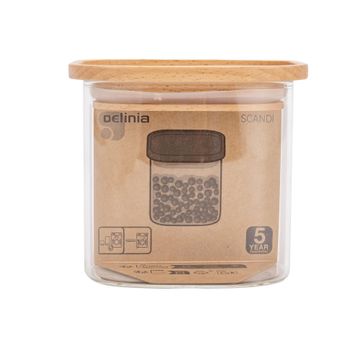 Delinia beech lid glass kitchen storage jar 11x11x10.1cm
