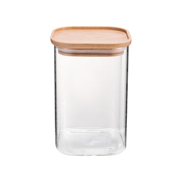 Delinia beech lid glass kitchen storage jar 11x11x15.8cm